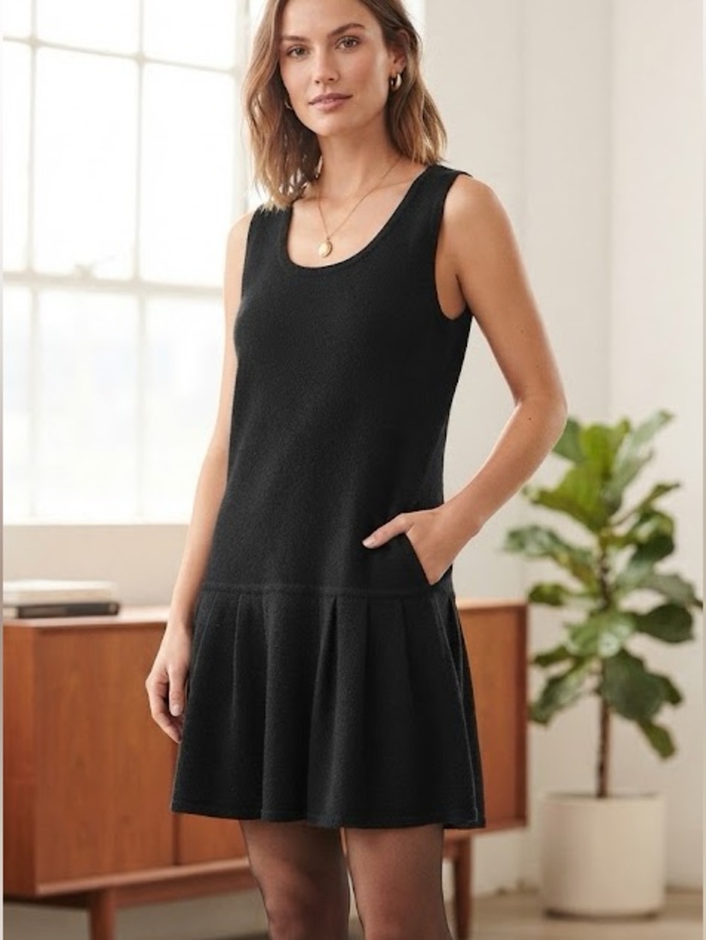 Merino Wool Vintage Rafaella Black sweater Dress